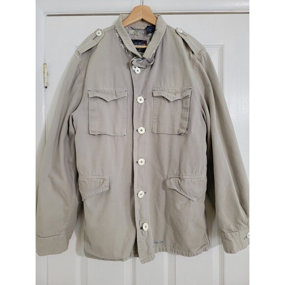 English Laundry Mens Barn Coat Utility Jacket Size XL Khaki Cotton Canvas Lined - Picture 1 of 16
